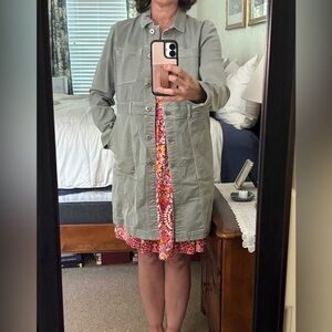 J. Jill Green Denim Utility Jacket with Rolled Sleeves